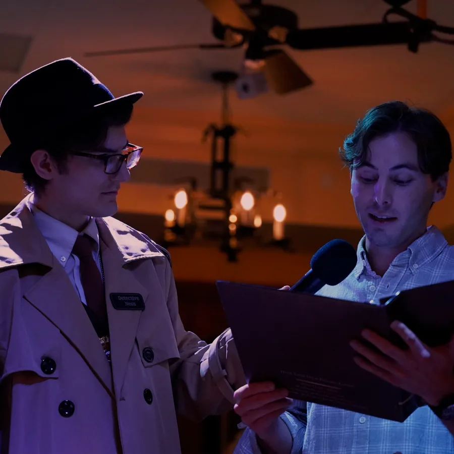 Professional actors performing at a Los Angeles murder mystery